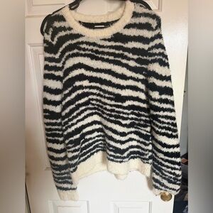 J. Crew Black and Cream Striped Sweater